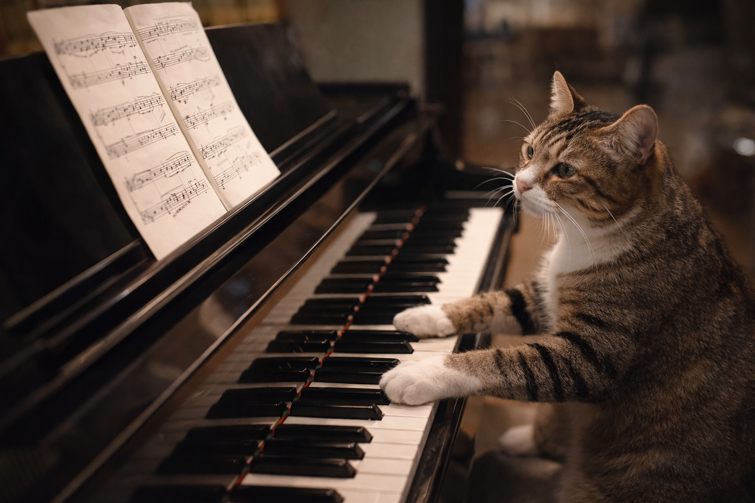 貓咪匠心演奏鋼琴 (1)